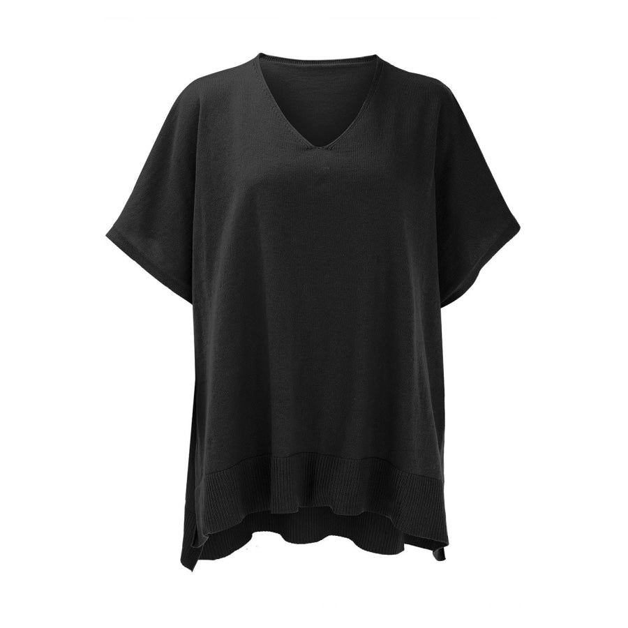 Slit V-Neck Half Sleeve Knit Top Apparel and Accessories