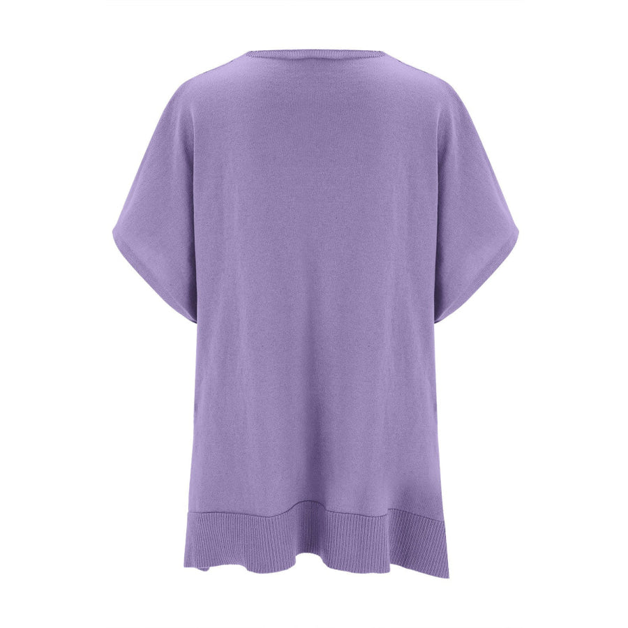 Slit V-Neck Half Sleeve Knit Top Apparel and Accessories