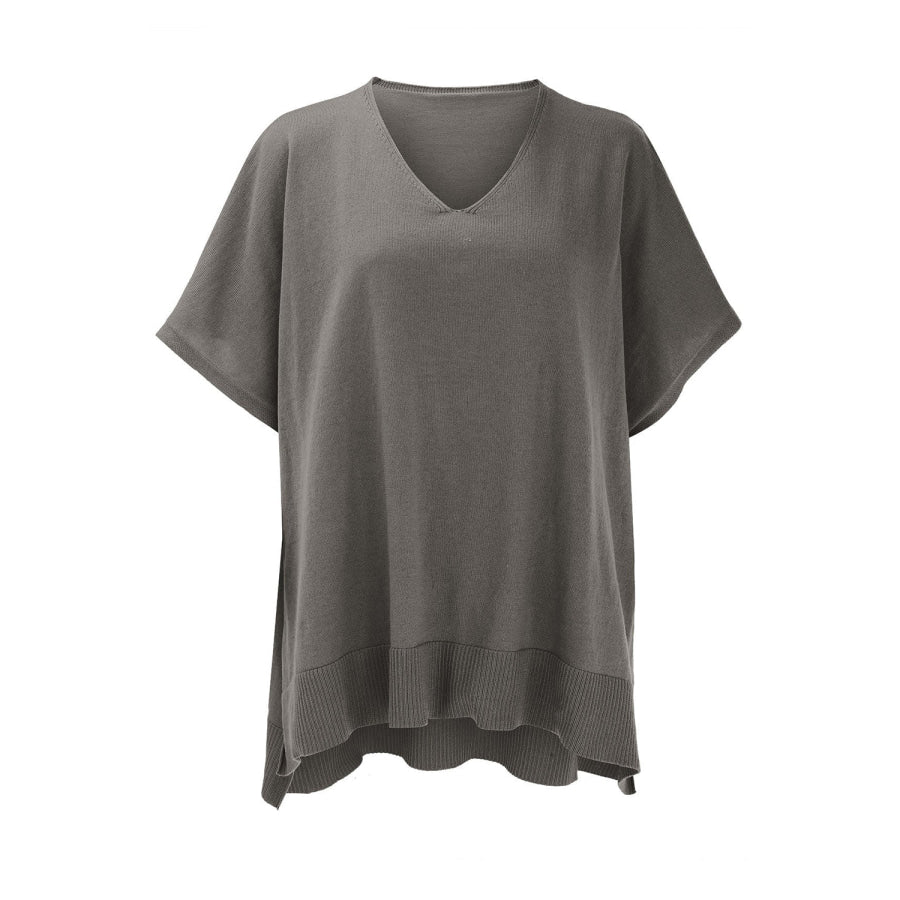 Slit V-Neck Half Sleeve Knit Top Apparel and Accessories