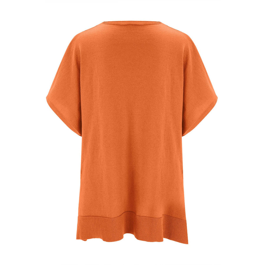 Slit V-Neck Half Sleeve Knit Top Apparel and Accessories