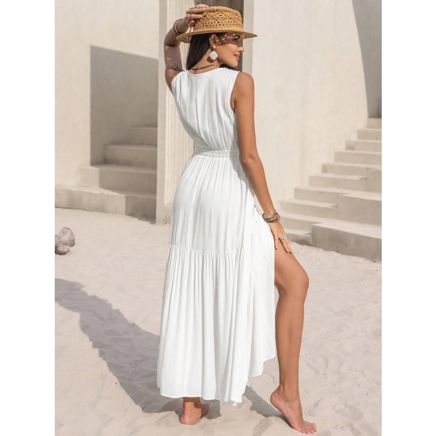 Slit V - Neck Sleeveless Dress Apparel and Accessories