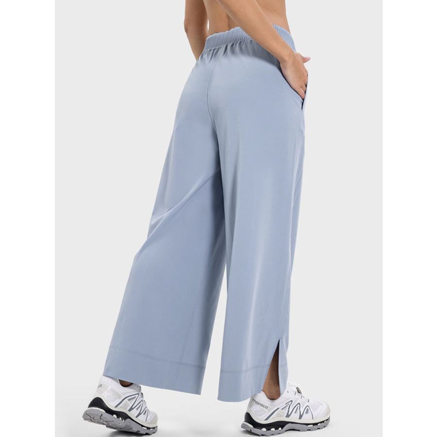 Slit Wide Leg Active Pants Apparel and Accessories