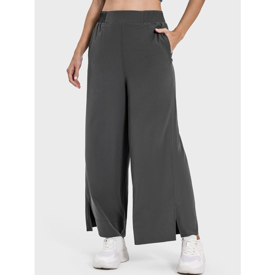 Slit Wide Leg Active Pants Apparel and Accessories