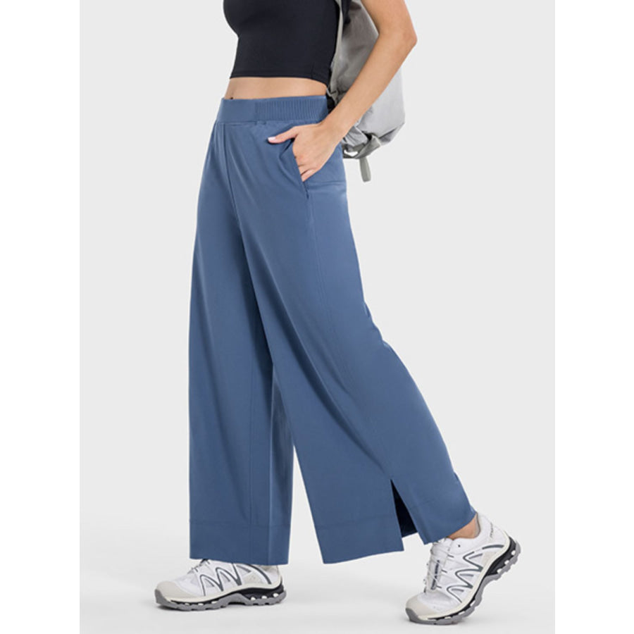 Slit Wide Leg Active Pants Apparel and Accessories