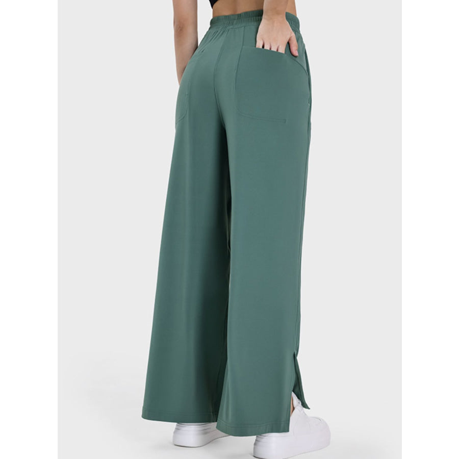 Slit Wide Leg Active Pants Apparel and Accessories