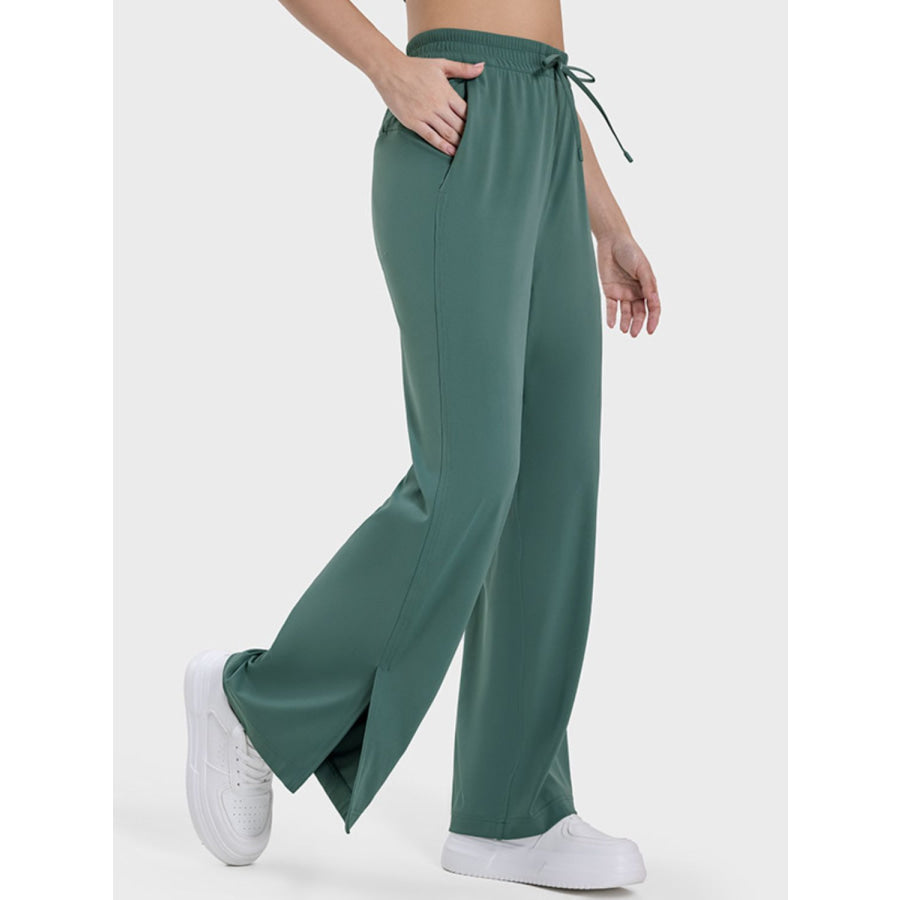 Slit Wide Leg Active Pants Apparel and Accessories