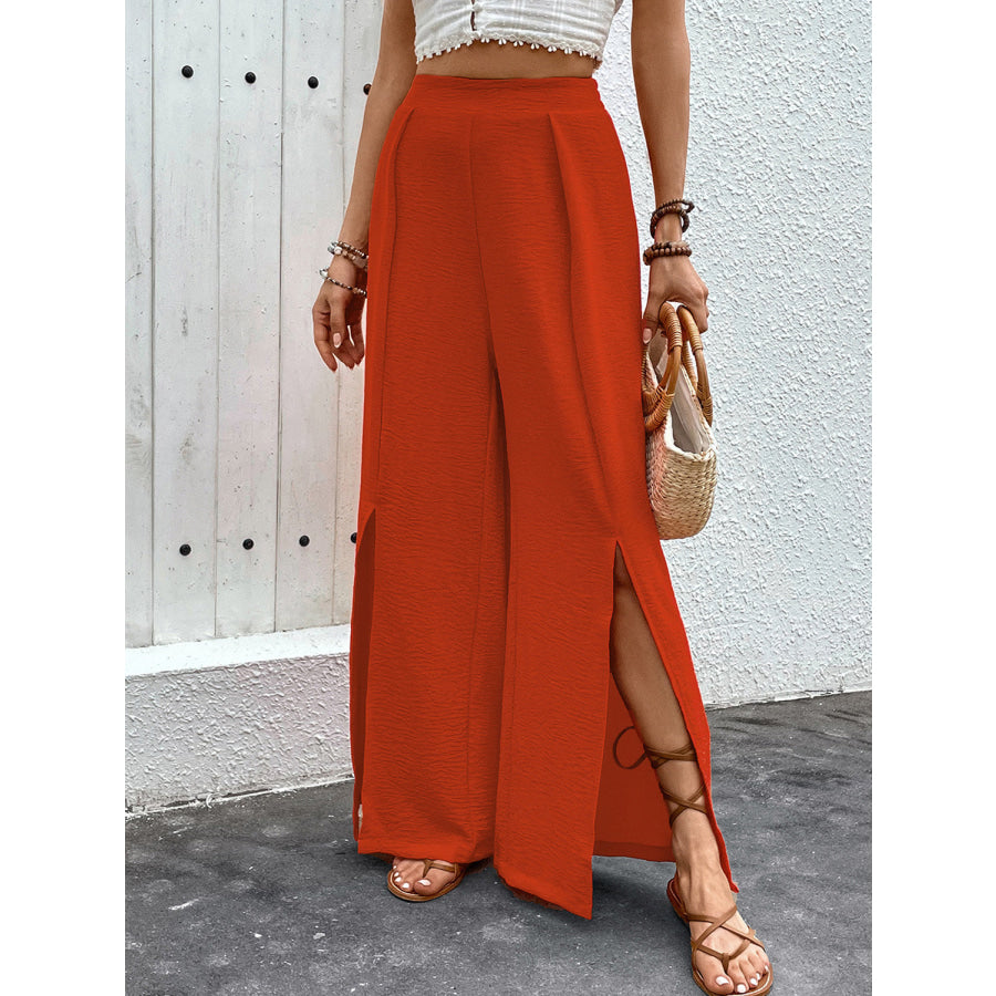 Slit Wide Leg Pants Apparel and Accessories