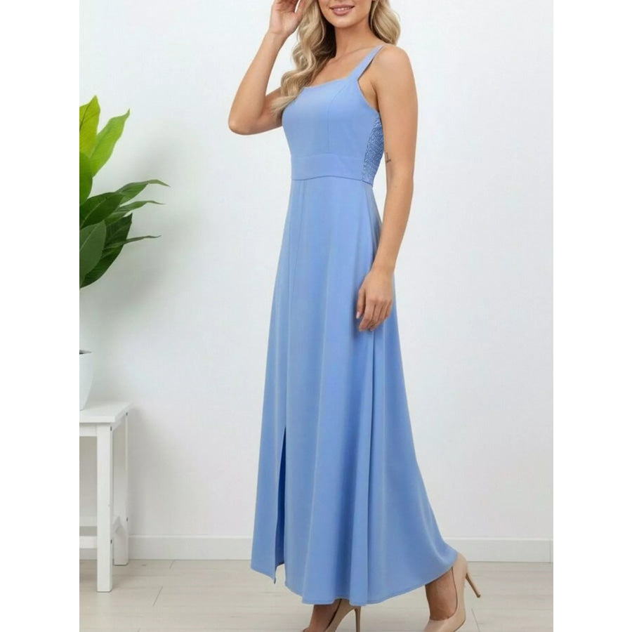 Slit Wide Strap Maxi Dress Apparel and Accessories