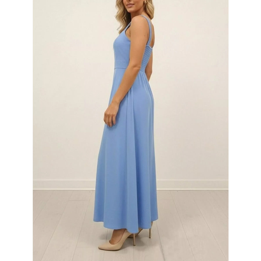 Slit Wide Strap Maxi Dress Apparel and Accessories