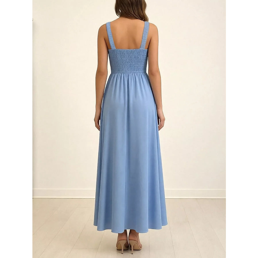 Slit Wide Strap Maxi Dress Apparel and Accessories