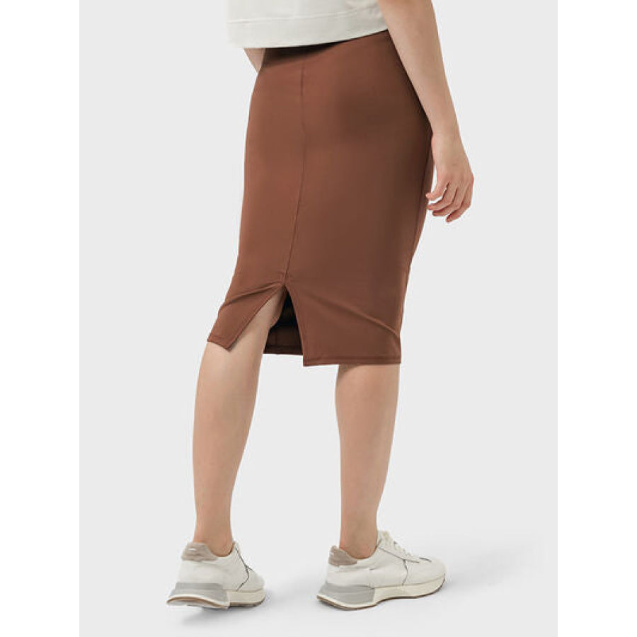 Slit Wrap Active Skirt Caramel / 4 Apparel and Accessories