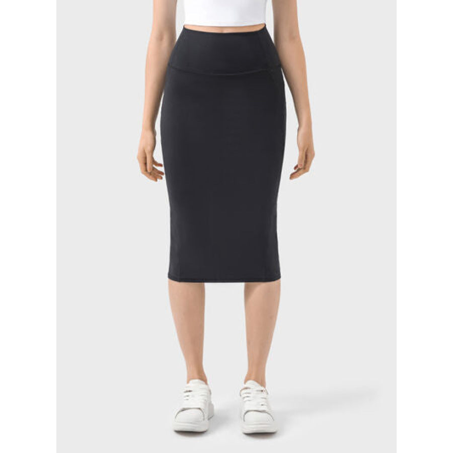 Slit Wrap Active Skirt Black / 4 Apparel and Accessories