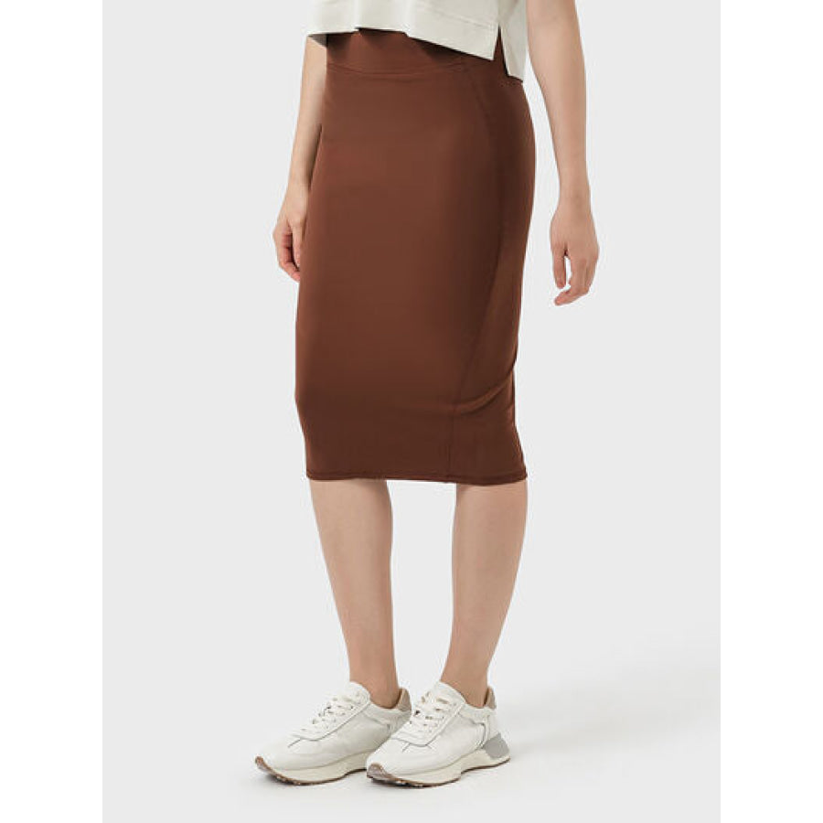 Slit Wrap Active Skirt Caramel / 4 Apparel and Accessories