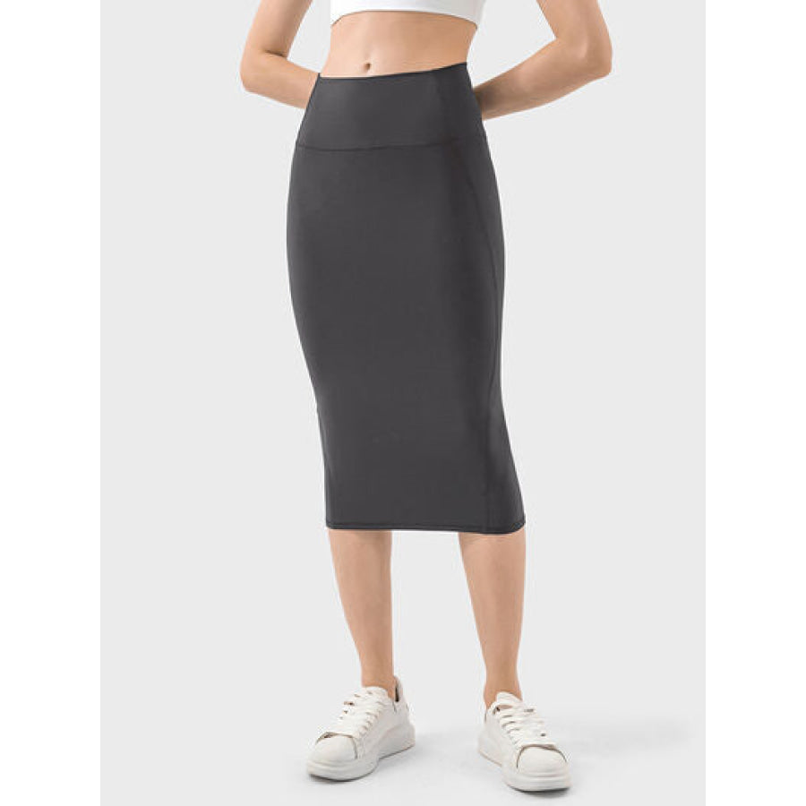 Slit Wrap Active Skirt Charcoal / 4 Apparel and Accessories