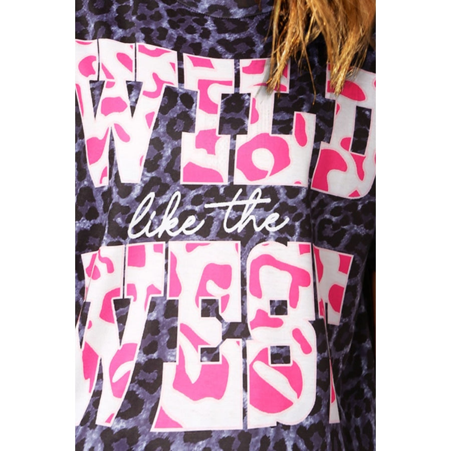 Slogan Graphic Leopard Tee