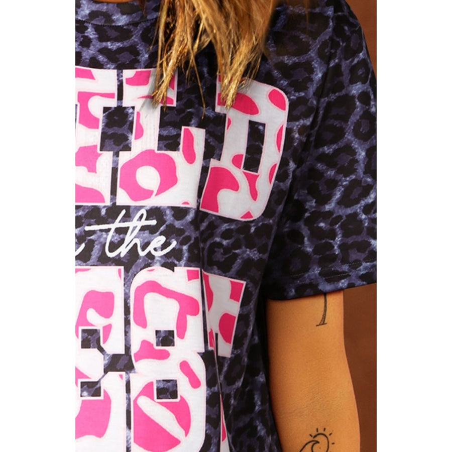 Slogan Graphic Leopard Tee