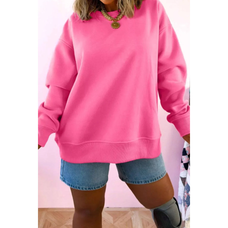 Slogan Print Round Neck Long Sleeve Sweatshirt Apparel and Accessories