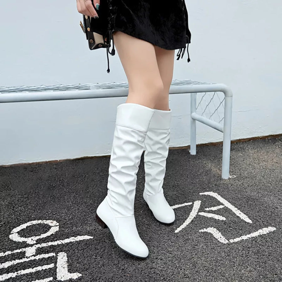 Slouch Block Heel Boots Apparel and Accessories