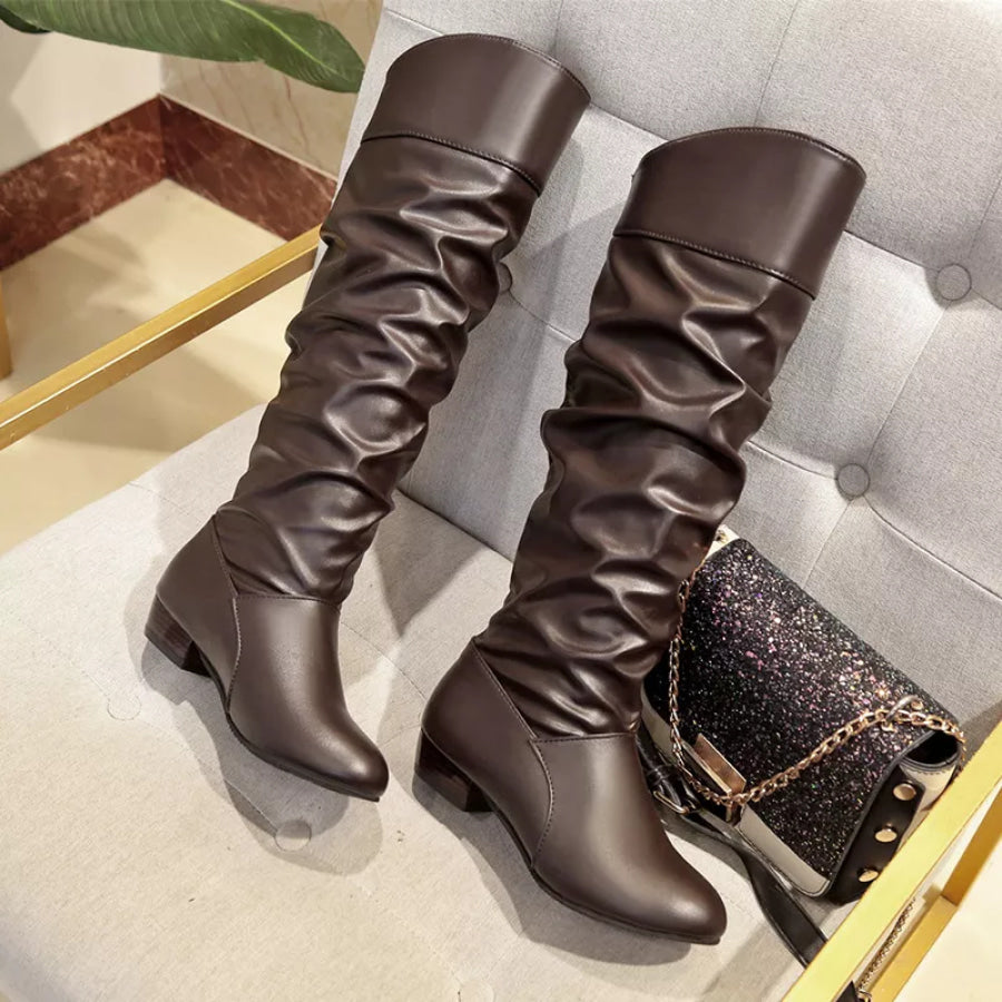Slouch Block Heel Boots Apparel and Accessories