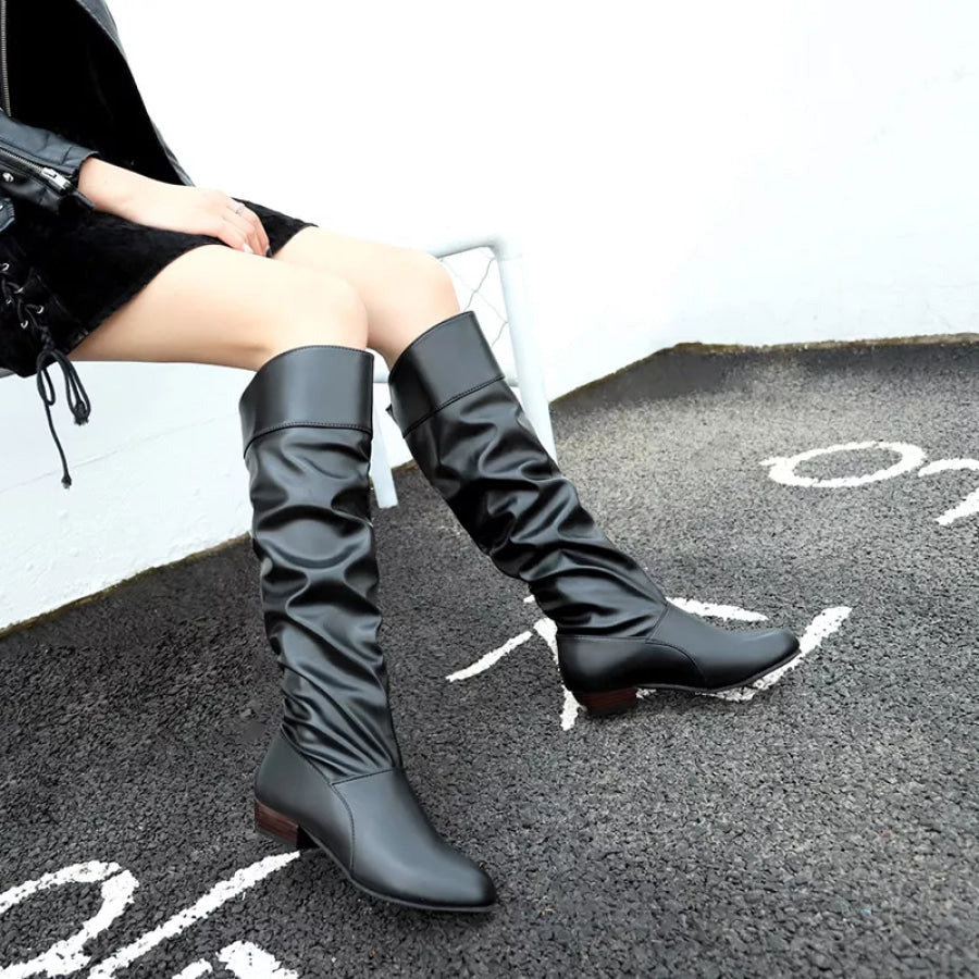 Slouch Block Heel Boots Apparel and Accessories