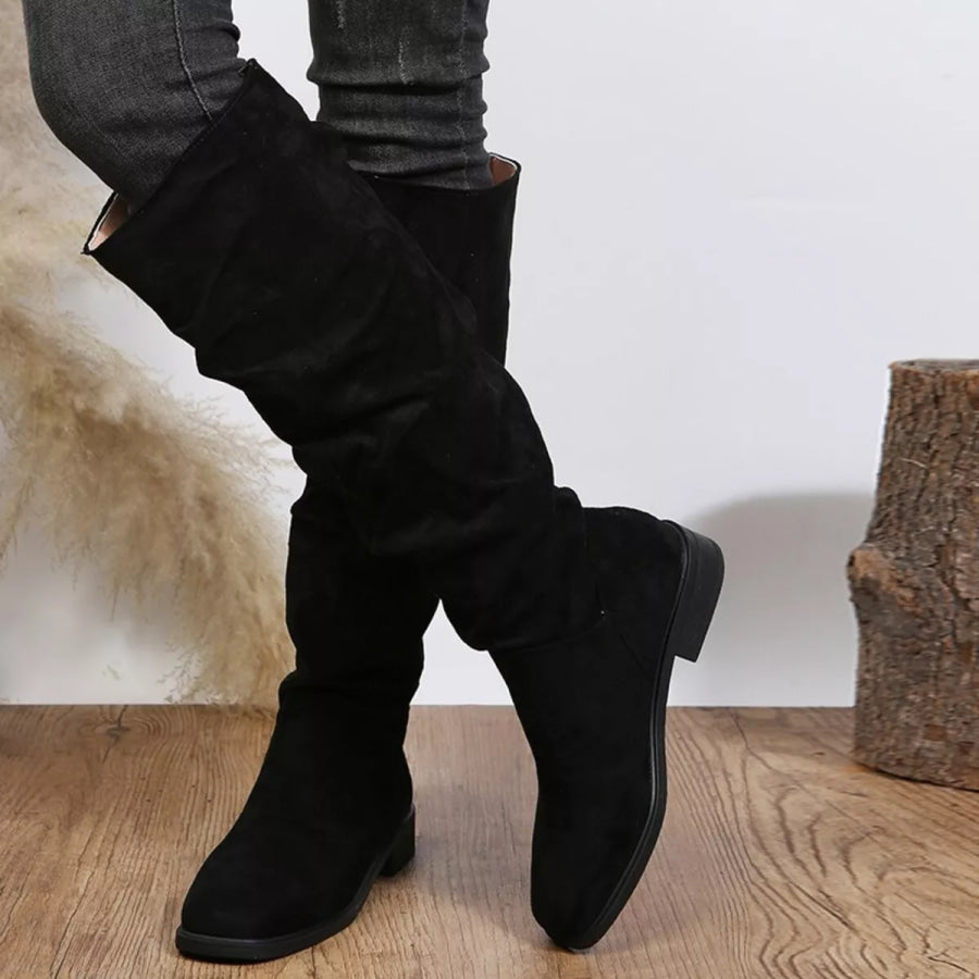 Slouchy Knee High Boots Black / 35 Apparel and Accessories
