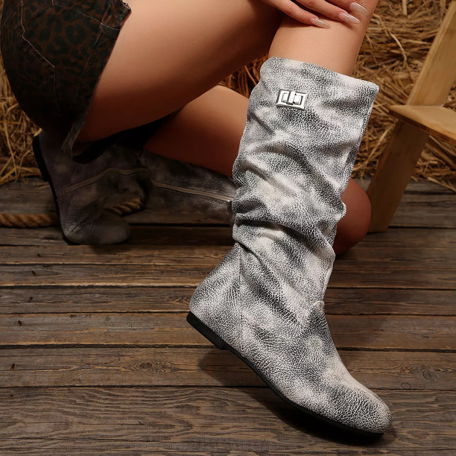 Slouchy Mid-Calf Boots Apparel and Accessories