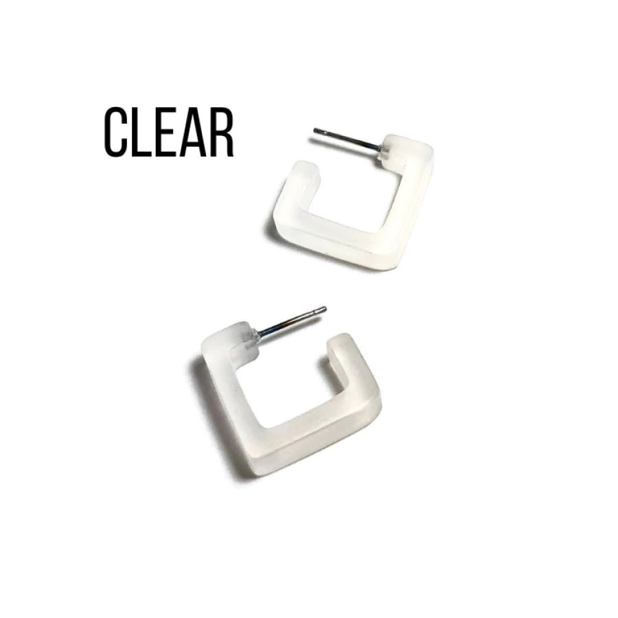 Small Square Hoop Earrings Clear Square Hoops
