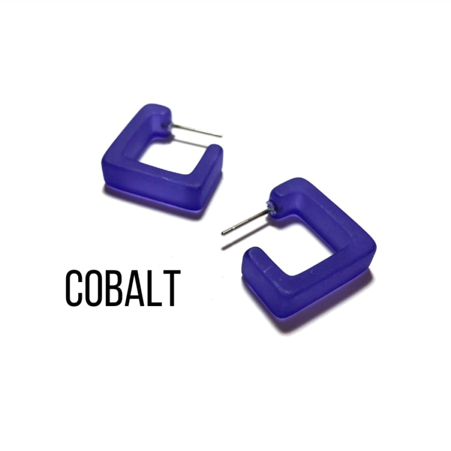 Small Square Hoop Earrings Cobalt Square Hoops