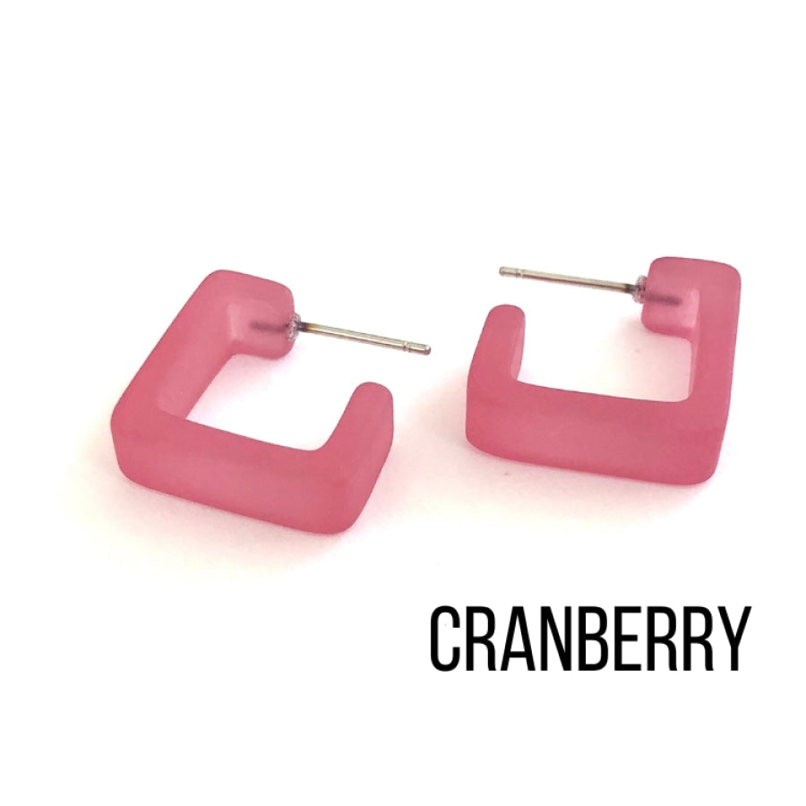 Small Square Hoop Earrings Cranberry Square Hoops