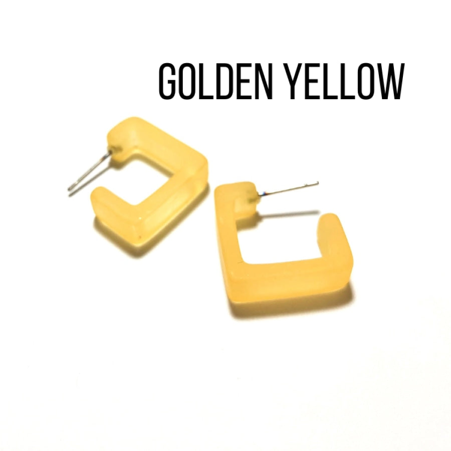 Small Square Hoop Earrings Golden Yellow Square Hoops