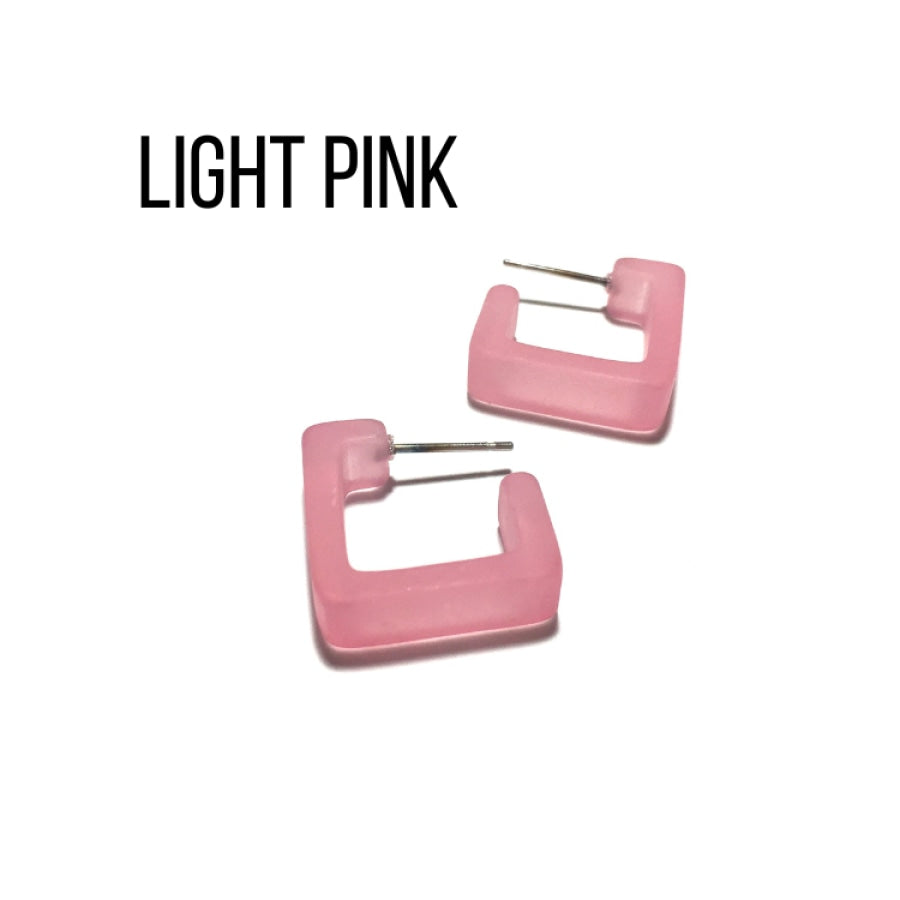 Small Square Hoop Earrings Light Pink Square Hoops