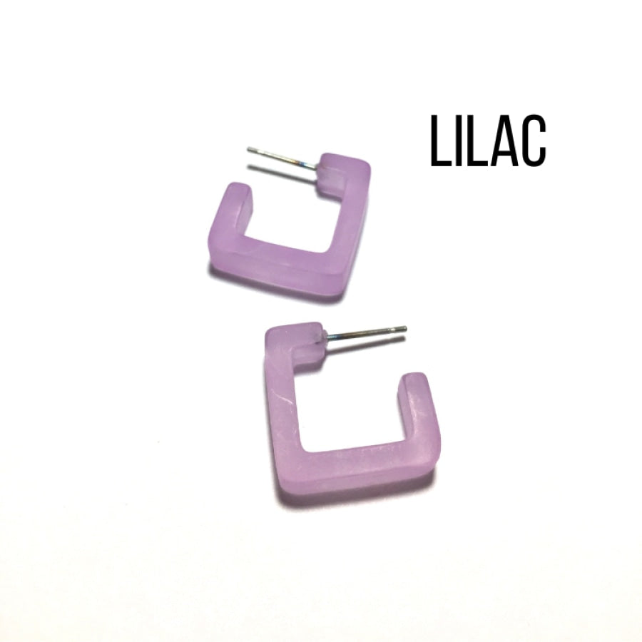Small Square Hoop Earrings Lilac Square Hoops