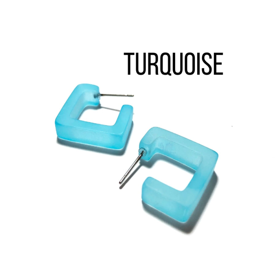Small Square Hoop Earrings Turquoise Square Hoops