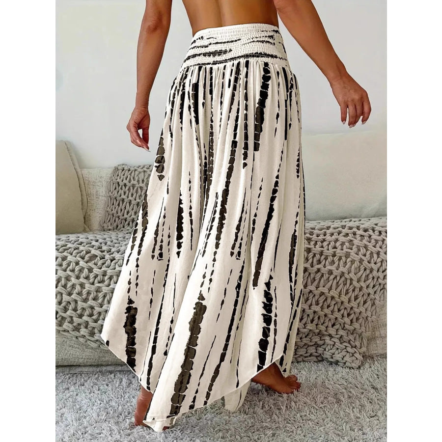 Smocked Asymmetrical Hem Skirt Apparel and Accessories
