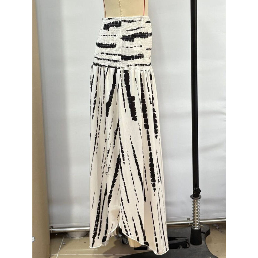 Smocked Asymmetrical Hem Skirt Apparel and Accessories