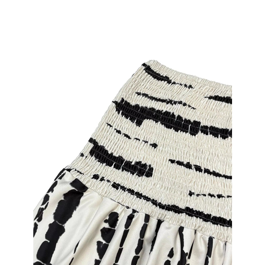 Smocked Asymmetrical Hem Skirt Apparel and Accessories