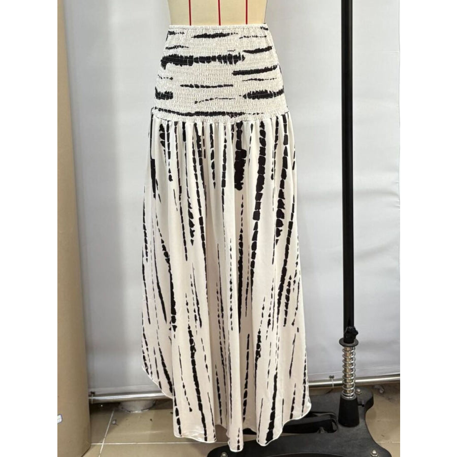 Smocked Asymmetrical Hem Skirt Apparel and Accessories