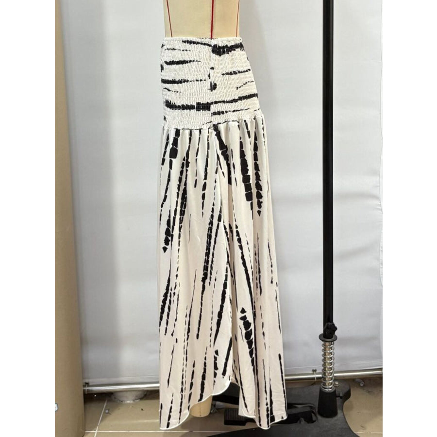 Smocked Asymmetrical Hem Skirt Apparel and Accessories