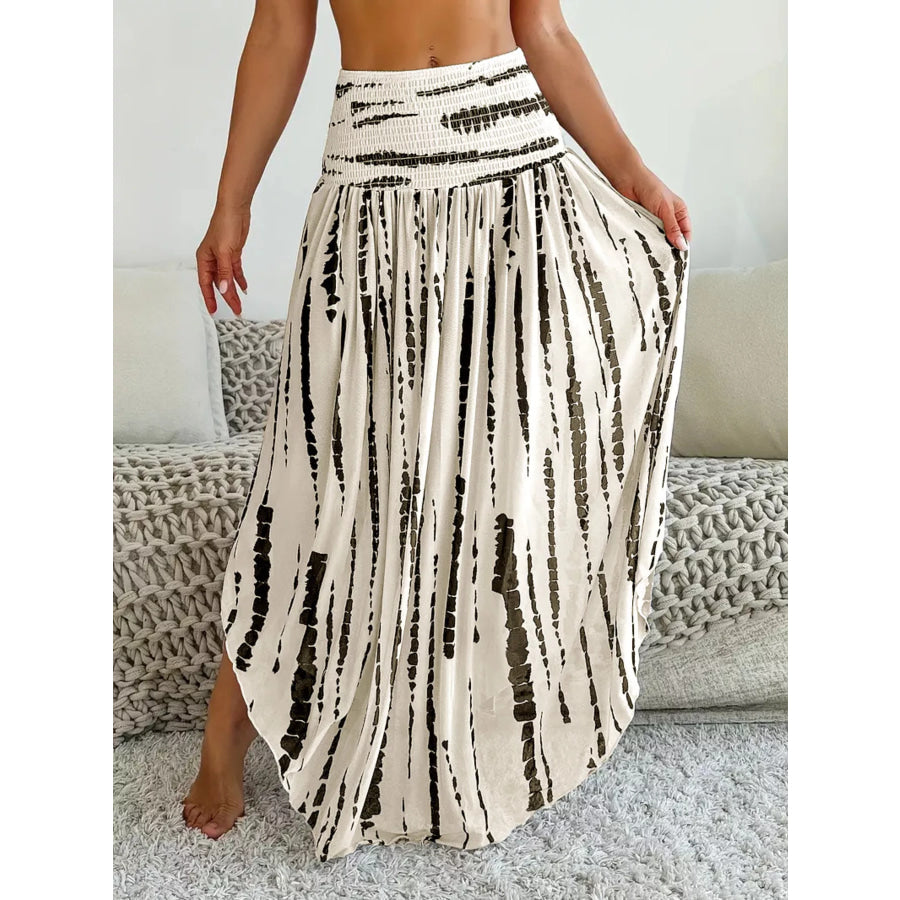 Smocked Asymmetrical Hem Skirt Apparel and Accessories