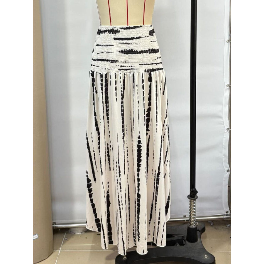 Smocked Asymmetrical Hem Skirt Apparel and Accessories