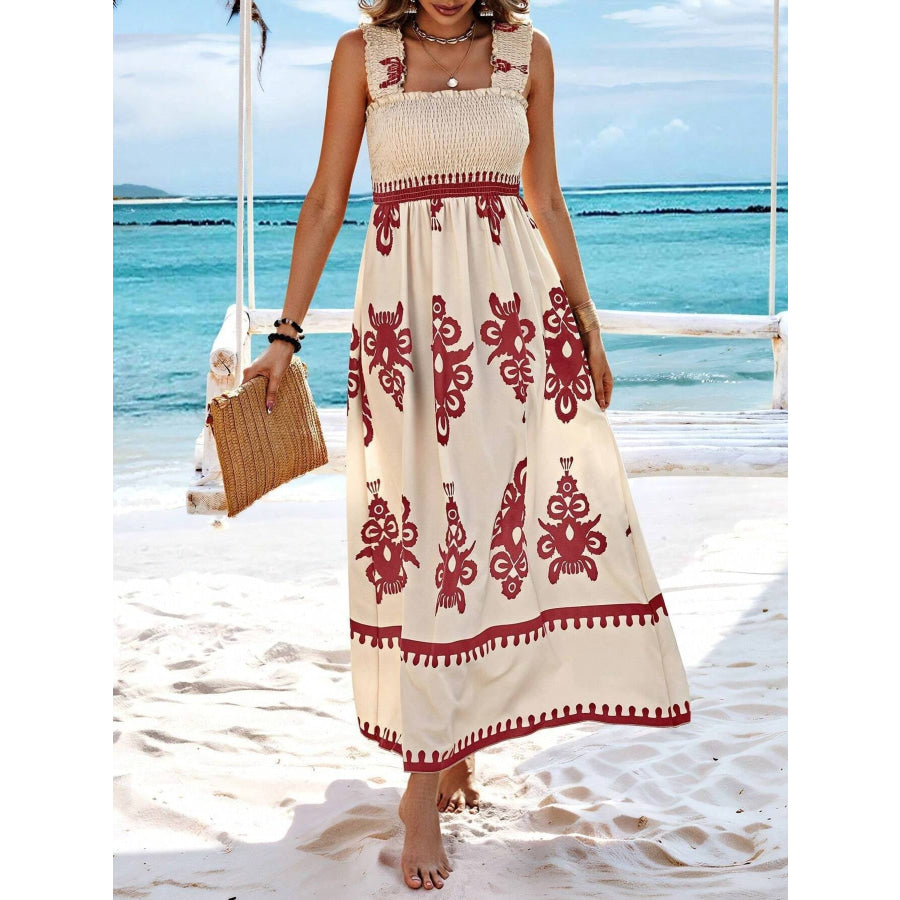 Smocked Bodice Colorful Print Tank Dress Apparel and Accessories