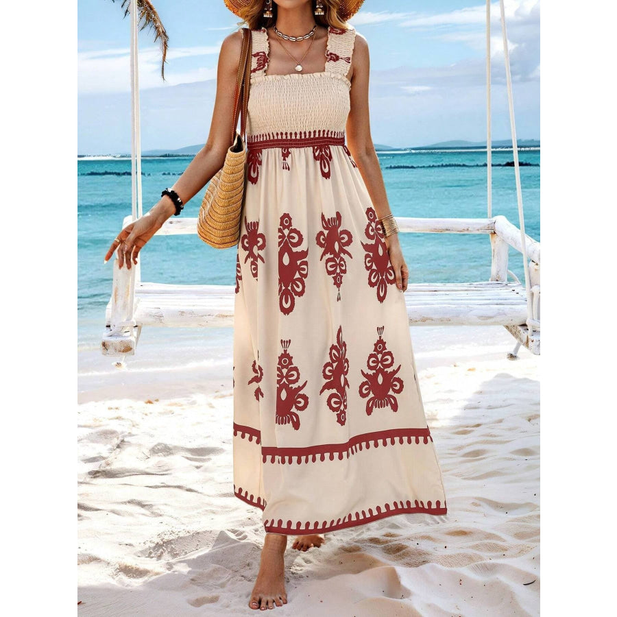 Smocked Bodice Colorful Print Tank Dress Apparel and Accessories