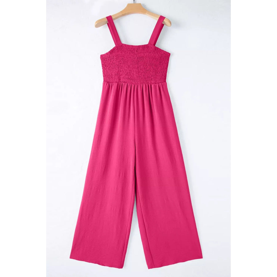 Smocked Bodice Wide Leg Jumpsuit Apparel and Accessories