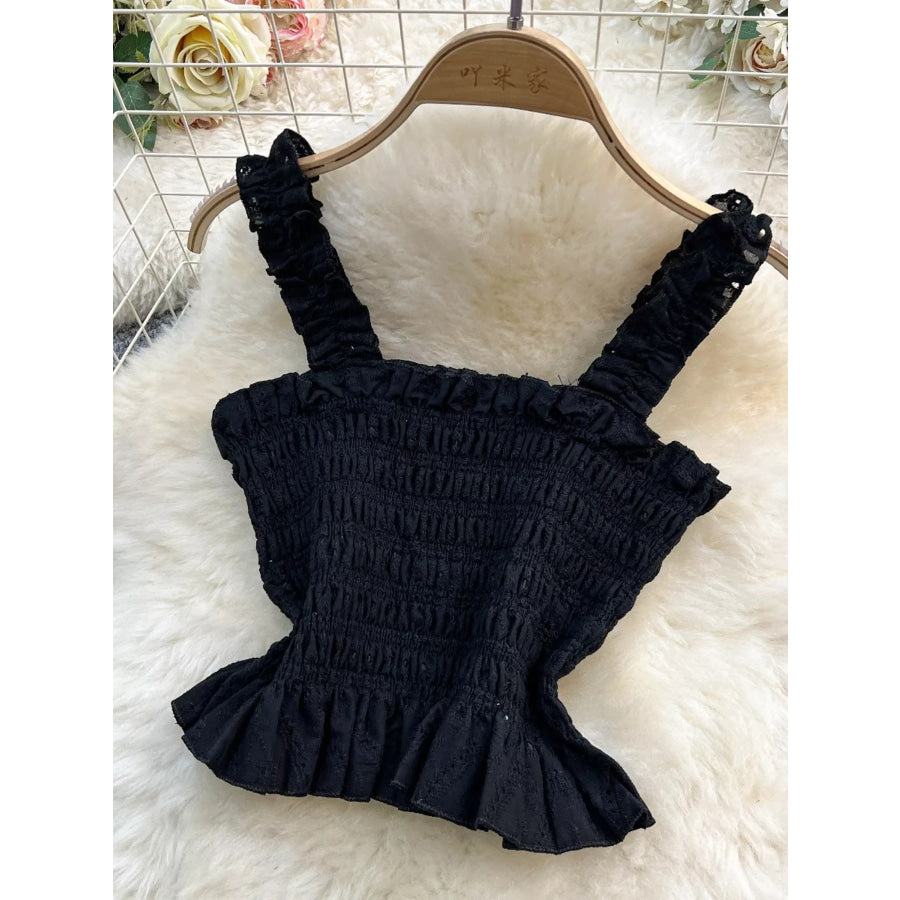 Smocked Crop Top and Hollow-Out Skirt Set Apparel and Accessories