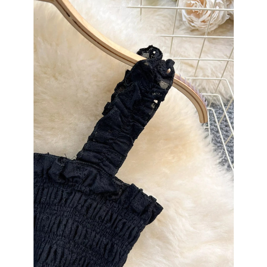 Smocked Crop Top and Hollow-Out Skirt Set Apparel and Accessories