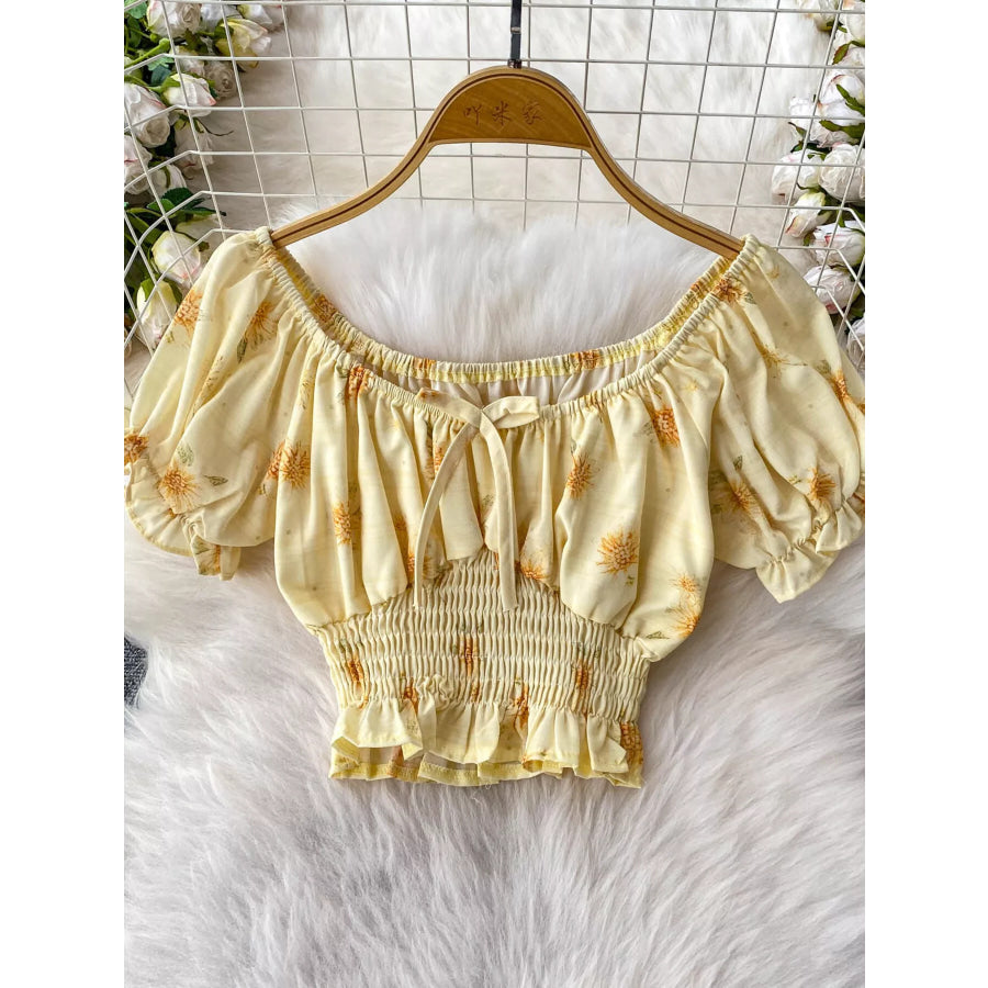 Smocked Floral Top and Skirt Set Apparel and Accessories