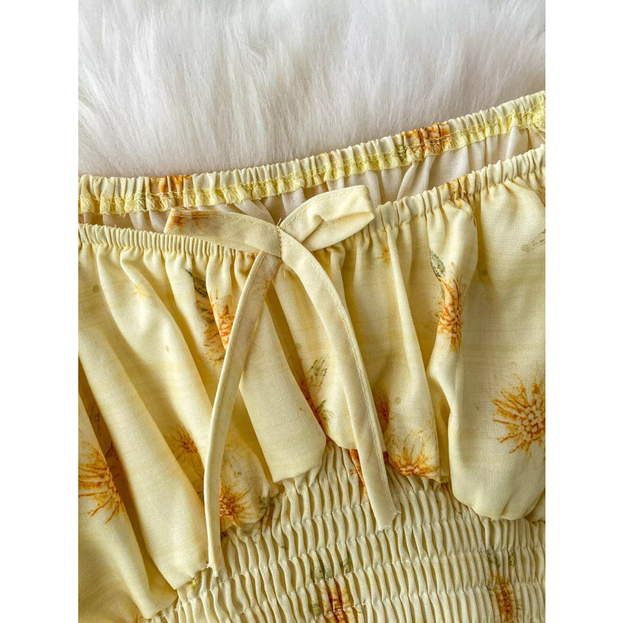 Smocked Floral Top and Skirt Set Apparel and Accessories