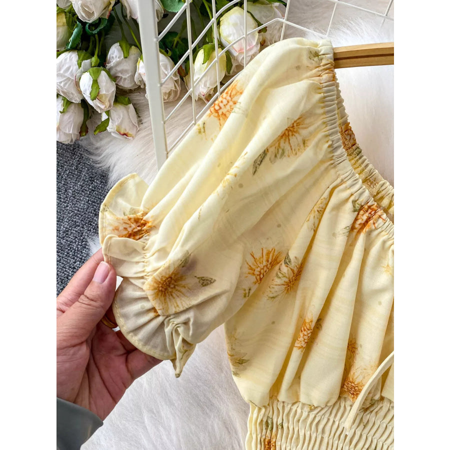 Smocked Floral Top and Skirt Set Apparel and Accessories