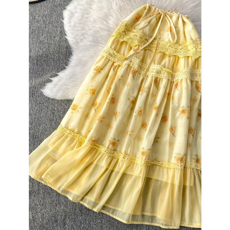 Smocked Floral Top and Skirt Set Apparel and Accessories