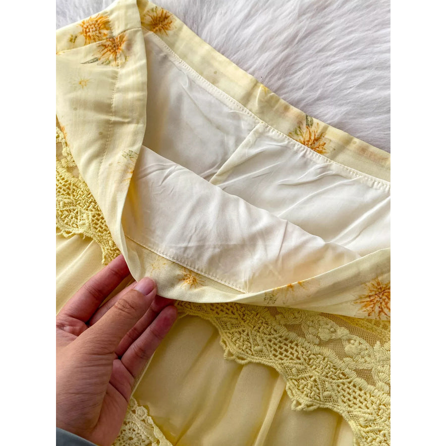 Smocked Floral Top and Skirt Set Apparel and Accessories